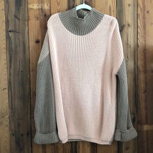 Two tone knit sweater dress
